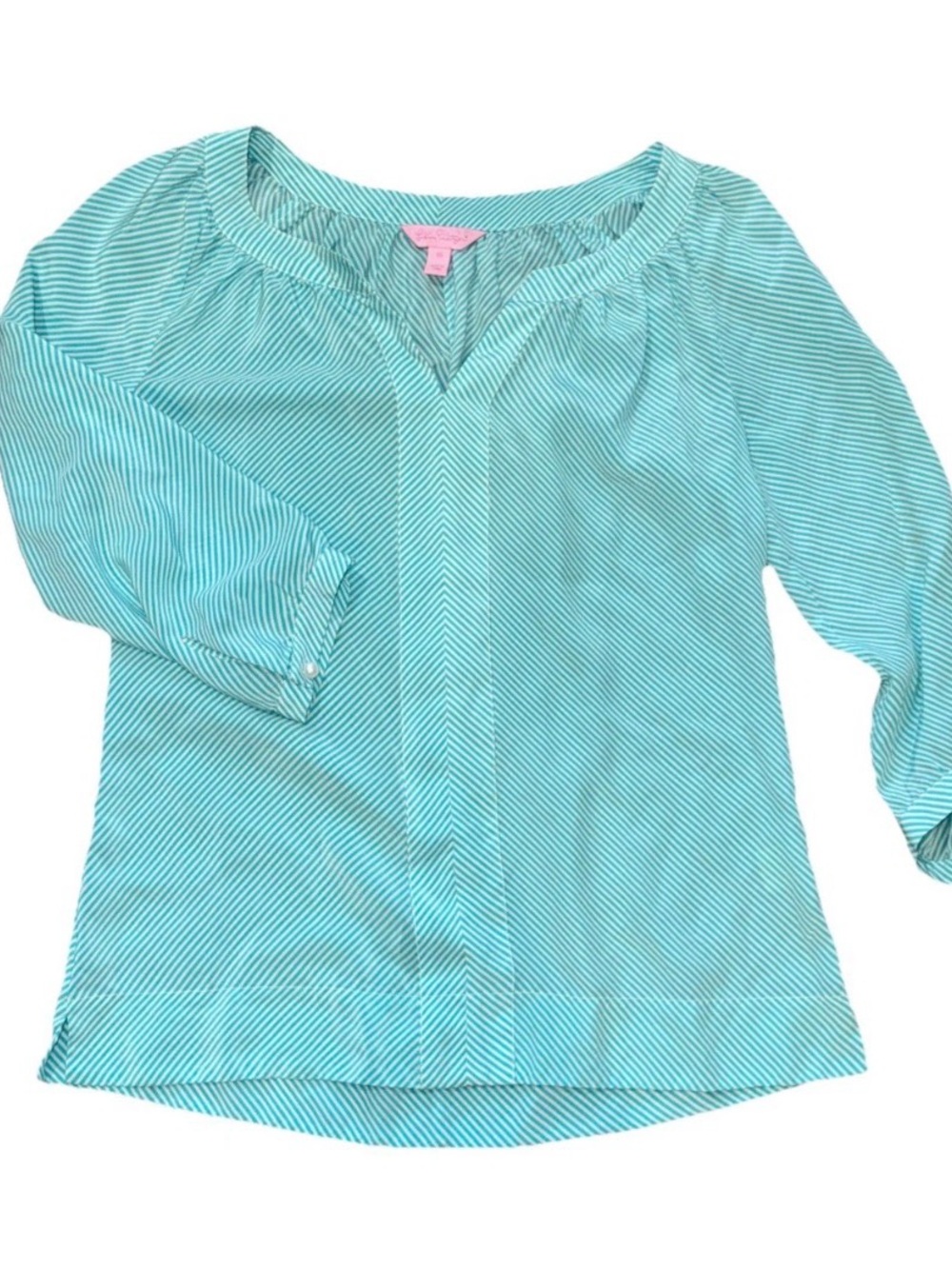 Lilly Pulitzer Moxy Silk Striped Top Blouse Size Small Blue White Style 48607
